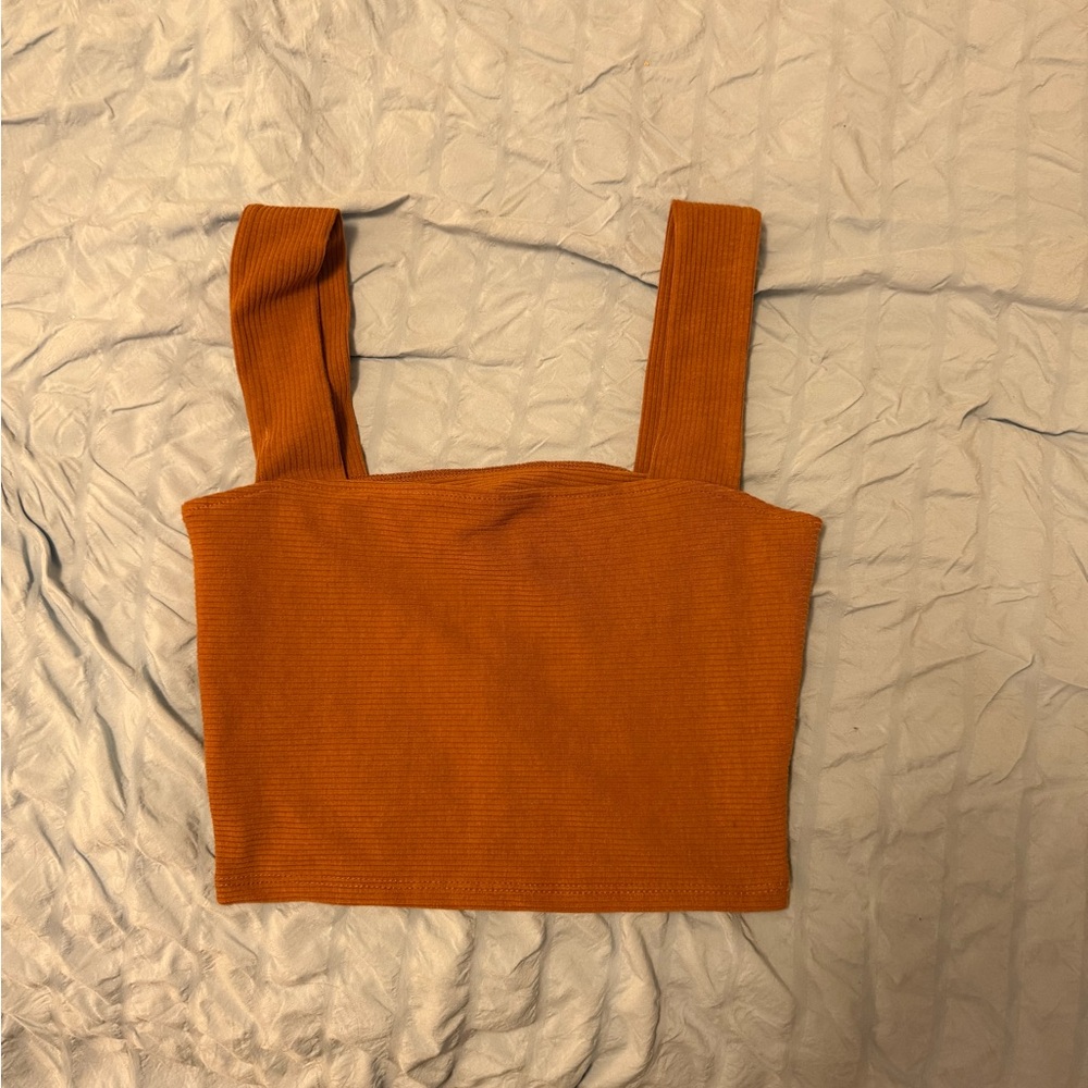 Free People Orange Sleeveless Boxy Crop Tank Top